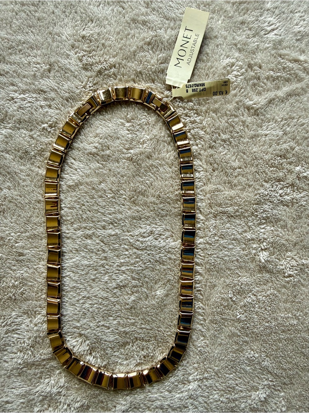 NWT Vintage 1990s Monet Gold Tone Link Statement Necklace